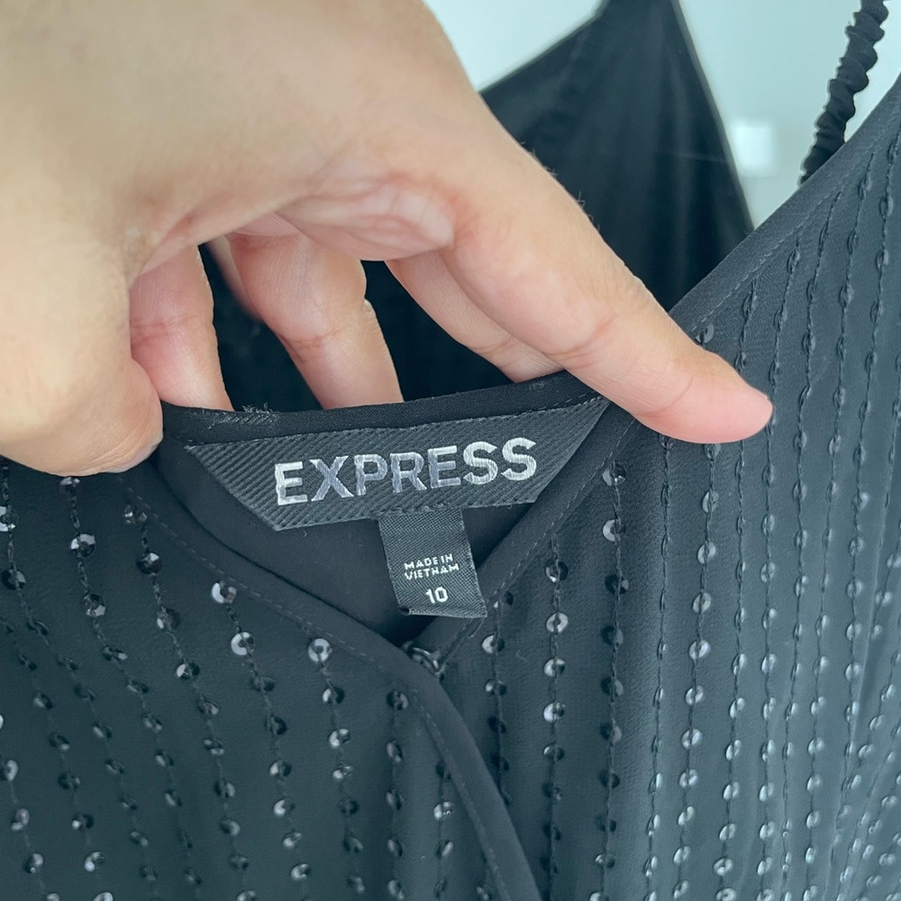 Express Black Sequin Jumpsuit - image 4